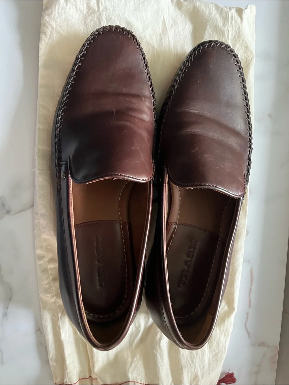 Trask Brown Leather Slip-On Loafers